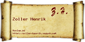 Zoller Henrik névjegykártya